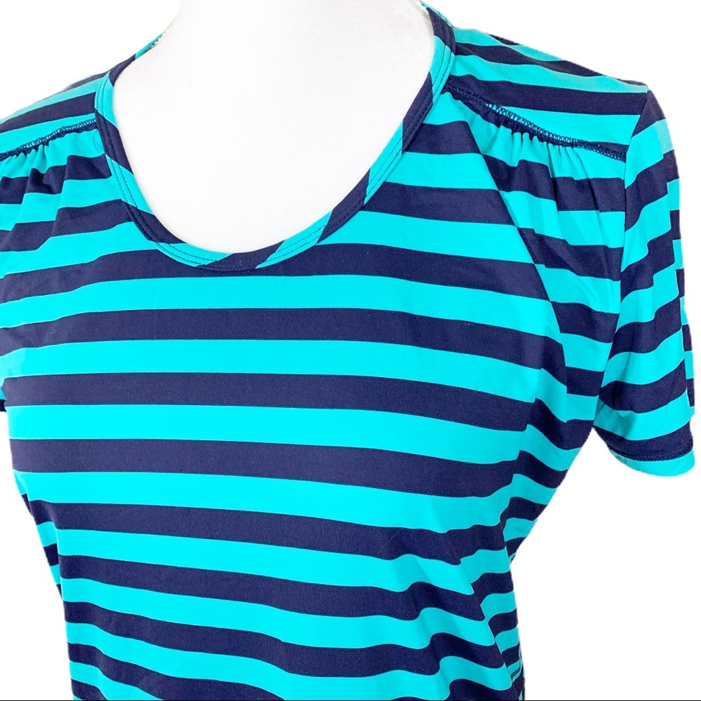 🎀 Teal /Blue Stripe Short Sleeve Active Top - Picture 4 of 9